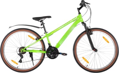Mountainbike – Voor heren en dames – Hardtail, 21 versnellingen, V-brake – 66 cm wielen, groen, frame van hoogwaardig staal