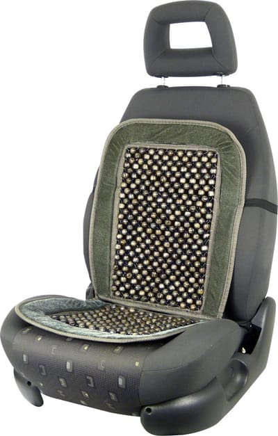 Carpoint Kralenkussen Deluxe – Zwart/Grijs – Universeel – Houten Kralen – Ventilerend – Voor Auto & Stoel