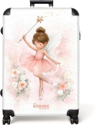 NoBoringSuitcases.com® - Koffer groot - Reiskoffer lichtgewicht - Fee in een balletjurk op spitzen - Rolkoffer met 4 wielen - Grote trolley XL - 98 liter bagage
