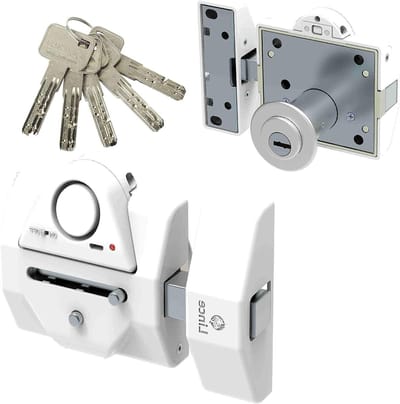 Veiligheidsslot met Alarm - Inbraakwerend Slot - Huis Beveiligen - Anti-Bumping Technologie - 1.8 Kilogram - Wit