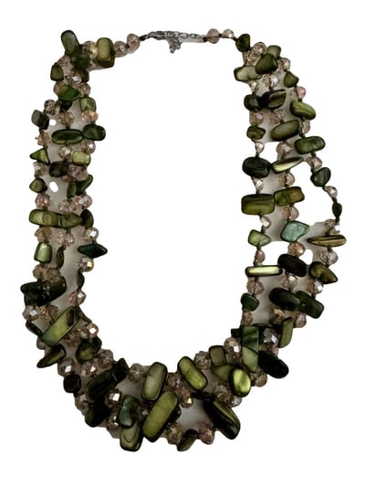 Petra's Sieradenwereld - Ketting schelpkralen en facetkralen 3 laags (1119)