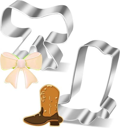 2 Stuks Koekjesuitsteekvormen met Schoentjes en Strikken voor Gender Reveal, Roestvrijstalen Bakaccessoires voor Baby Shower en DIY Bakprojecten