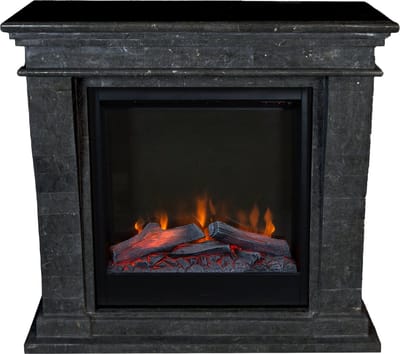 Xaralyn Elektrische haard - Kreta-mini ELE-SBU - zwart gepolijst natuursteen - 1500 Watt verwarming - met afstandsbediening - haardombouw inclusief inbouwhaard - schouw
