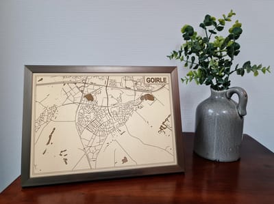 Decoratief Beeld - Houten Stadskaart Van Goirle - Hout - Bekroned - Bruin - 21 X 30 Cm