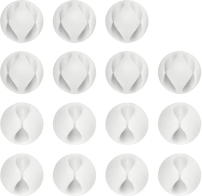 Kabelclips, Zelfklevende Kabelclips Kabelhouder, Veelzijdige Kabelgeleiding Kabelklemmen Kabelorganizer Set voor Bureau, Netsnoeren, USB-oplaadkabels, Opladers, Audiokabels (15 Stuks-Wit)