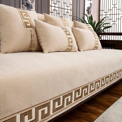 Luxe Borduurwerk Bankhoes Beschermer Antislip Brede Gouden Zijkant Bank Slipcover Vier Seizoenen Universele Bankhoezen voor Woonkamer 70x70cm 1pcs