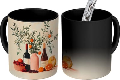 Magische Mok - Foto op Warmte Mokken - Koffiemok - Wijnflessen - Takken - Sinaasappels - Magic Mok - Beker - 350 ML - Theemok