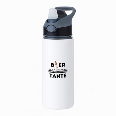 Hacebo® - bier, nu ik je aandacht heb je bent een geweldige tante waterfles met rietje zwart - de beste tante - verjaardagscadeau - verjaardag - cadeau - cadeautje voor tante - tante artikelen - kado - geschenk - water fles - 650ML