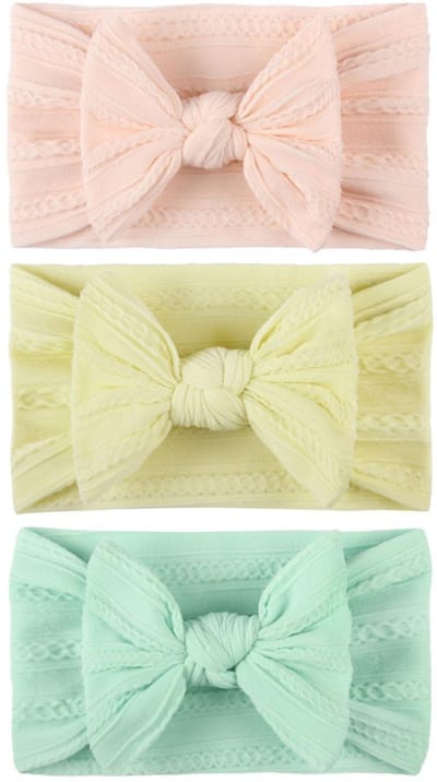 Dailygoods- Hoofdbanden Zacht - Baby Hoofdbanden 3 Stuks - Verstelbare Hoofdwraps - Fotografie - Comfortabel Nylon - Ademend en Elastisch - Babyhaarband