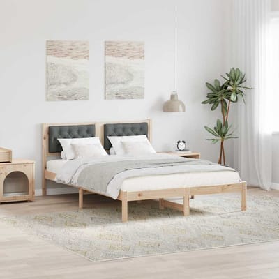 vidaXL - Bedframe - Donkergrijs - 140 - x - 190 - cm - Massief - grenenhout