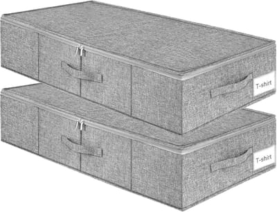 Dailygoods- Opbergbak 50L - Set van 2 - Opbergbak onder bed - Opbergdoos met deksel - Opbergmand - Robuust ontwerp - Grijs