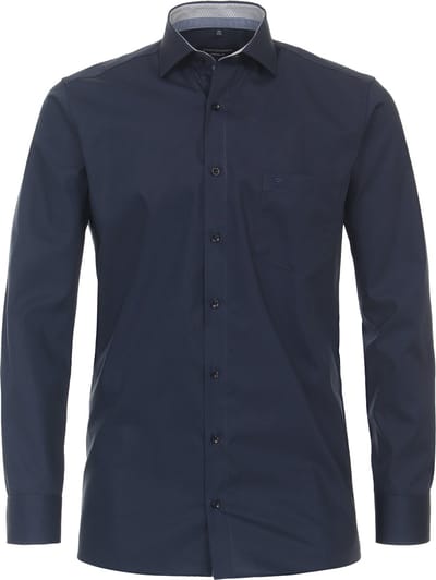 CASA MODA modern fit overhemd - popeline - blauw - Strijkvriendelijk - Boordmaat: 40