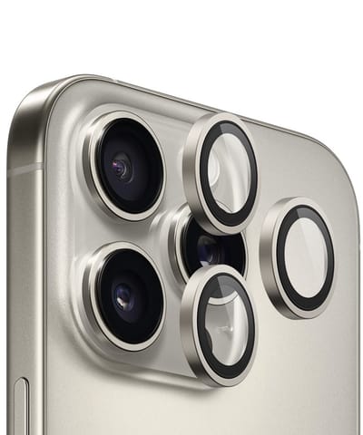 BLUEO Camera Lens Protector Geschikt voor iPhone 16 Pro & 16 Pro Max - RVS & Glas - Natural Titanium