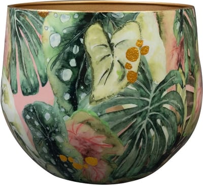 TS Collection - Bloempot Designed by Lammie - Monstera mystery - 24x21 - Metaal & Epoxy - Exclusieve woonitems voor binnen - Handgemaakt - Unieke print - Designed by Lammie