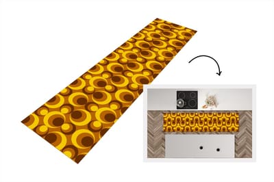 Keukenloper 200x50 cm - Keukenmat vinyl Patronen - Retro - Bruin - Geel - Keukenmatten loper - Keuken vloerkleed tapijt