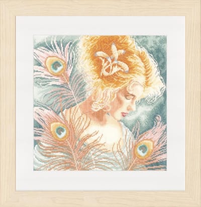 Telpakket kit Jonge vrouw met pauwenveren  - Lanarte - PN-0148264