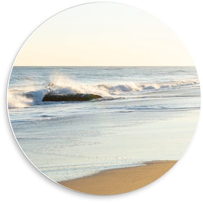KuijsFotoprint - Schilderij - Golven Het - Wit, Blauw En Bruin - 50 X 50 Cm