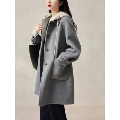 Nieuwste Woljassen voor Dames met een Luie Stijl en Elegante Leeftijd-reducerende Woljas met Capuchon voor Dames M gray