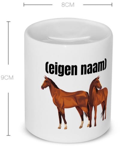 Akyol - paarden Spaarpot - Paarden - paardenliefhebebrs - met eigen naam - paarden spullen - gepersonaliseerd - 350 ML inhoud
