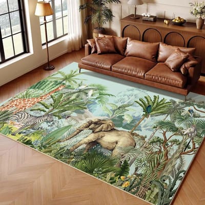 jungle Dier Cartoon Kind Tapijt Vloerkleed voor Huis Woonkamer Slaapkamer Bank Deurmat Decor Speelgebied Vloerkleed Scandinavisch Antislip Vloermat 140*200cm