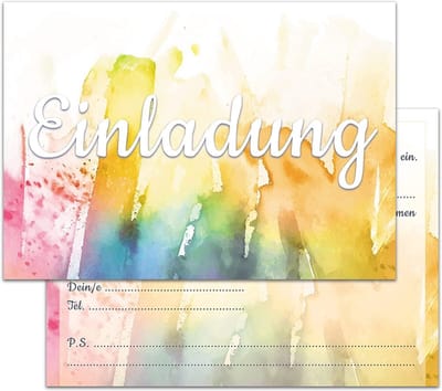Moderne Uitnodigingskaarten Set voor Verjaardag en Feestjes - 12-delig, Hoogglans, DIN A6