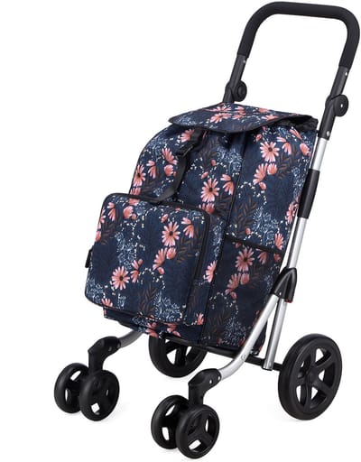 Packaway boodschappentrolley - 4 wielen - koelvak - verstelbaar handvat - 60 liter - Japanese Flower