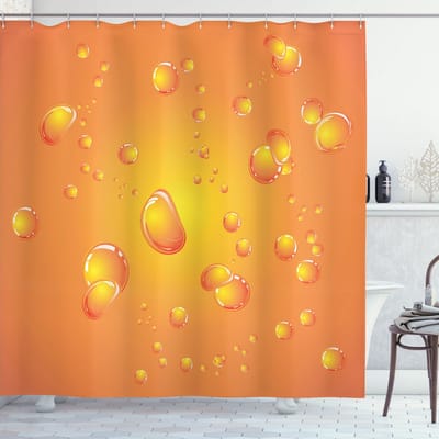 New Bed, Gebrand Oranje Frisse Levendige Bellen Douchegordijn Badkamer Decor Set met Haakjes, 175 cm B 213 cm L