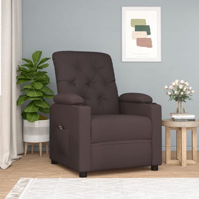 vidaXL Fauteuil verstelbaar elektrisch stof donkerbruin