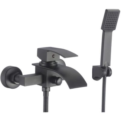 Robinet de bain avec douchette - VIKING CHOICE - Avec douchette - Bec plat - Noir - Montage en saillie noir