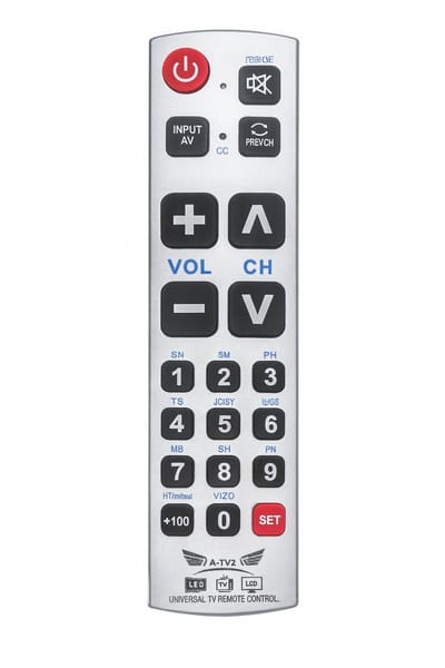 Jumalu Senioren/Slechtzienden Afstandsbediening – Extra Grote Toetsen – Universele TV Remote voor Slechtzienden – Eenvoudig in Gebruik – Zilver