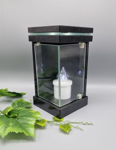 Lantaren excl - LED - Zweeds Zwart - Graniet - Grafkaars – Graflicht – Graflantaarn – Grafdecoratie - Windlicht