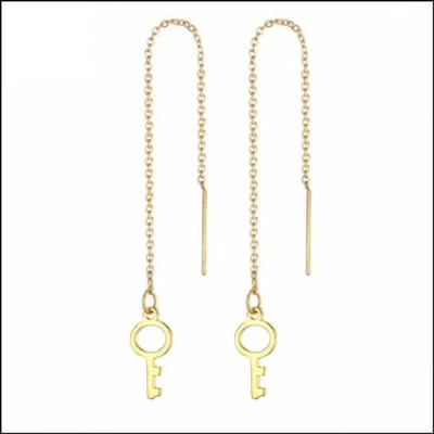 Aramat Jewels | Oorbellen | Stijlvolle RVS Doortrekoorbellen | Sleutel | |1,5mm | Staal | Volwassenen | Verkleurd niet