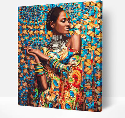 Schilderen Op Nummer Volwassenen DIY Paint By Number Compleet Hobby Pakket op Frame met Vernis - ®Arty Bee - Exotische Vrouw 40x50cm