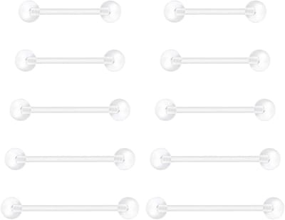 10 stuks, 12/14/16/18/20 mm, van roestvrij staal, kunststof, metaal, tongpiercing, tepelpiercing, sieradenring