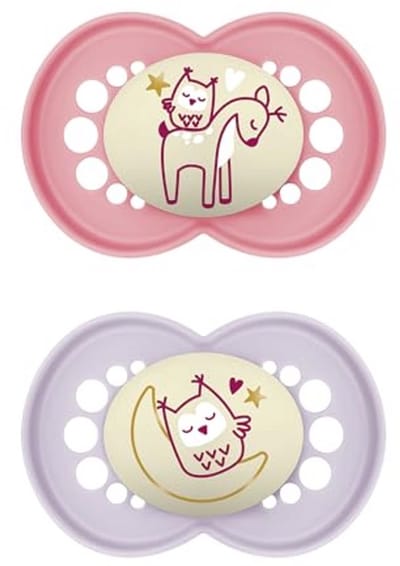 Babyfles speen - Baby speen - Baby voeden - Glow in the dark - 6+ maanden - Mat roze