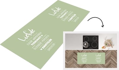 Keukenloper - Loper keuken - Quotes - Spreuken - 'Liefde' - Trouwen - 120x50 cm - Keukenloper vinyl