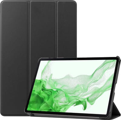 Hoesje Geschikt voor Samsung Galaxy Tab S9 - Dun & Stevig - Trifold Bookcase - Hard Cover Case - Met Uitsparing Geschikt voor S Pen - Hardcover Book - Tablet Hoes - Zwart
