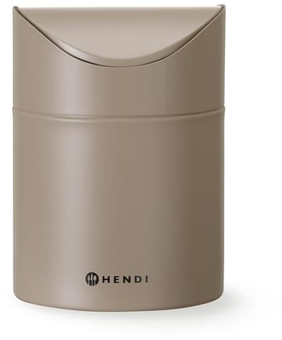 Kleine Prullenbak Tafel met Klep - 1.2L - Beige Metalen Afvalbak voor Bureau of Keuken