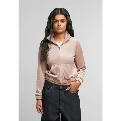 Urban Classics - Short Velvet Trainings jacket - XS - Roze