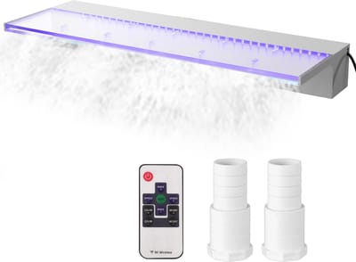 VEVOR Waterval Zwembadfontein Waterval Zwembad Fontein Cascade Van Hoogwaardig Acryl Waterval Overlaat Zwembad Tuin 220v Outdoor Waterval Zwembad Fontein Met Een Ledlichtstrip en Een Afstandsbediening