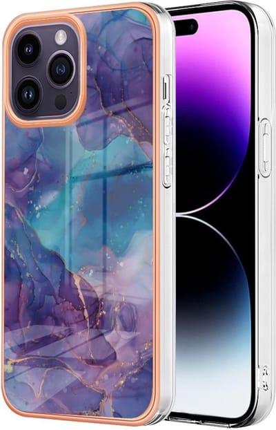 Coverup Hoesje - Geschikt voor iPhone 15 Pro Max Hoesje - Coverup Marble Design TPU Back Cover - Purple Haze
