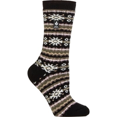 Dames Nordic Sokken | Heat Holders Lite | Lichtgewicht Thermische Winter Sokken voor Vrouwen - Zwart/Olive