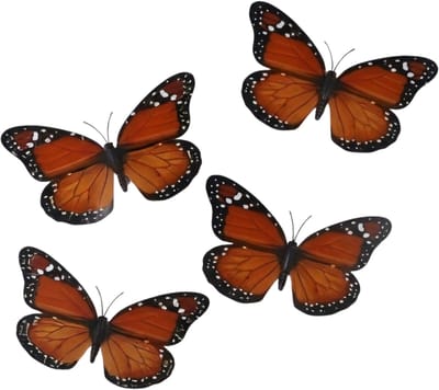 Gerimport Decoratie / hobby vlinders - 4x stuks - oranje - op clip - 12 x 6 cm - kunststof - knutselen