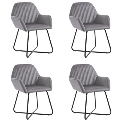 vidaXL - Eetkamerstoelen - 4 - st - fluweel - grijs
