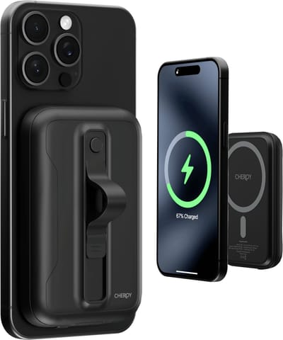 CHEROY ChargePack Mini - Draadloze PowerBank - 18W USB C Snellader - 5000 mAh - Geschikt voor MagSafe - Noodpakket - Zwart