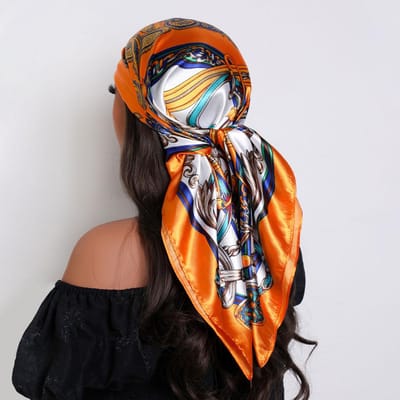 Haarsjaal Dames Luxe Vierkante Zijden Foulard Satijnen Bandana Zomer Zachte Nekdoek Hijab Hoofddoeken Voor Dames black