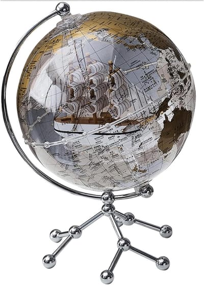 Wereldbol met Standaard - Aardbol Decoratie - Huisdecoratie Leren - Ingebouwde LED - 20 cm Diameter - Acryl Helder