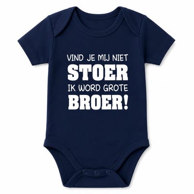 Baby rompertje Vind je mij niet stoer ik word grote broer jongen - Zwangerschapsaankondiging | korte mouw | blauw | maat 98-104 zwangerschap aankondiging