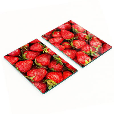 Decoratieve glazen serveerplanken voor snacks met aardbeienmotief, 2x40x52 cm