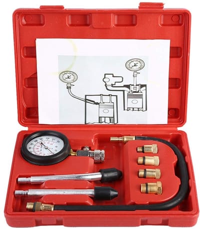 Compressietester Set - Motordiagnose Gereedschap - Benzinemotor Testen - Nauwkeurige Metingen - 0-300 PSI - Zwart